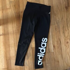 Adidas girls Black Leggings Performance Athletic Wear climalite medium 12-14